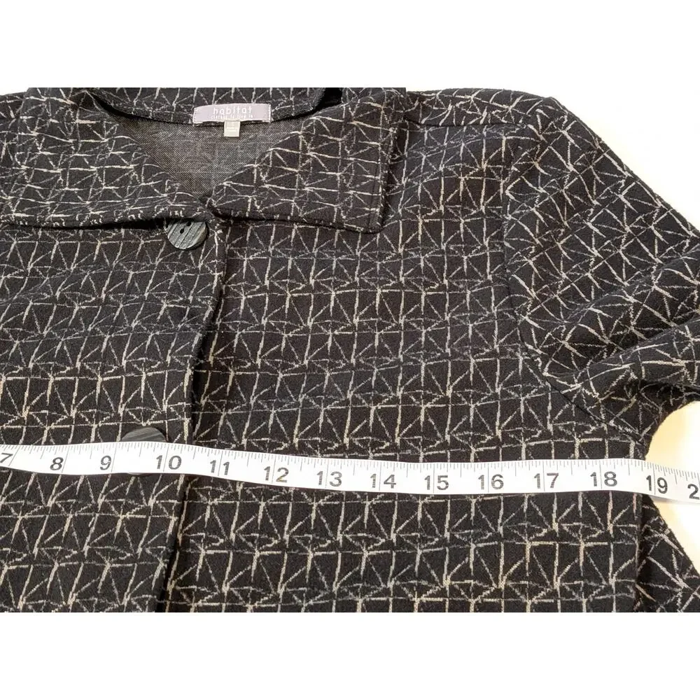 Habitat Clothes to Live Jacket Button Front SMALL Gray Geometric Lagenlook